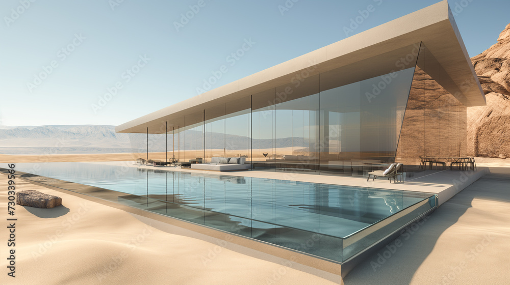 Futuristic Desert Oasis: Luxury Villa with Infinity Pool