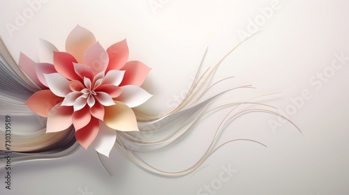 Color wash composition with a floral design in pink and white, on white