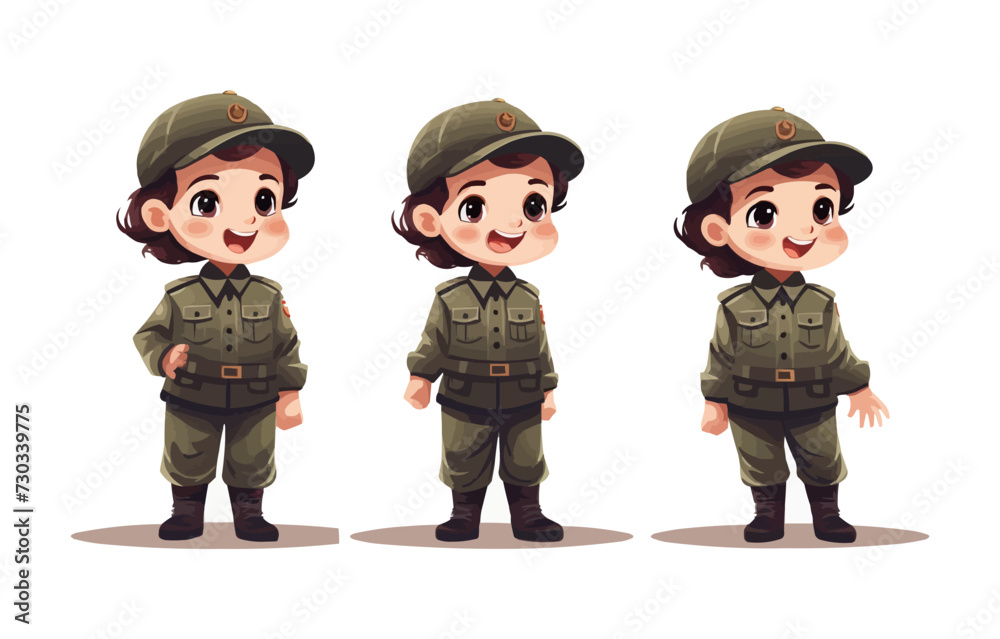 Kid wearing military uniform isolated vector style on isolated background illustration Kid wearing military uniform isolated vector style on isolated background illustration
