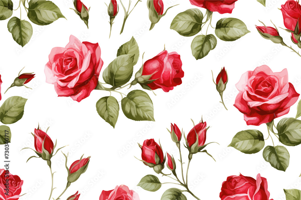 Rose pattern watercolor. Vector illustration design.