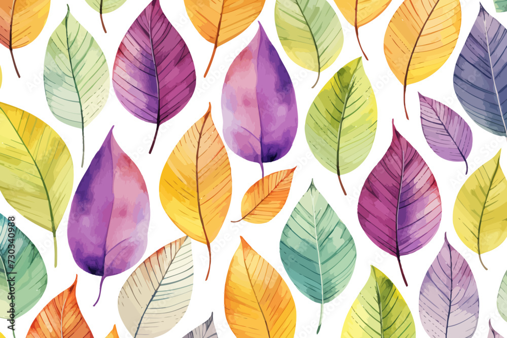 Leaves Pattern watercolor. Vector illustration design.