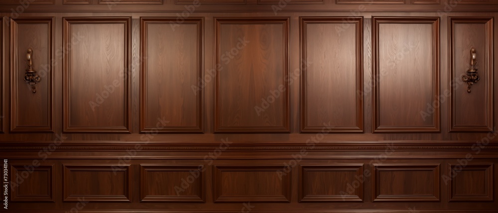 Traditional, Classic or Colonial wood wall paneling background texture. Frame crafted traditional wood paneling.