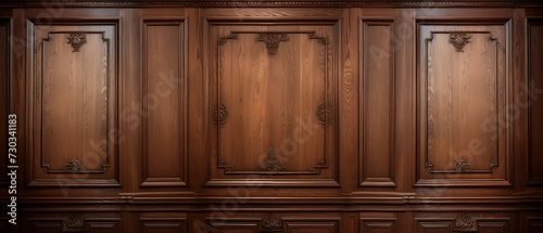 Traditional, Classic or Colonial wood wall paneling background texture. Frame crafted traditional wood paneling.