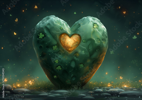 st patrick's day hearts magic stone vector illustration 