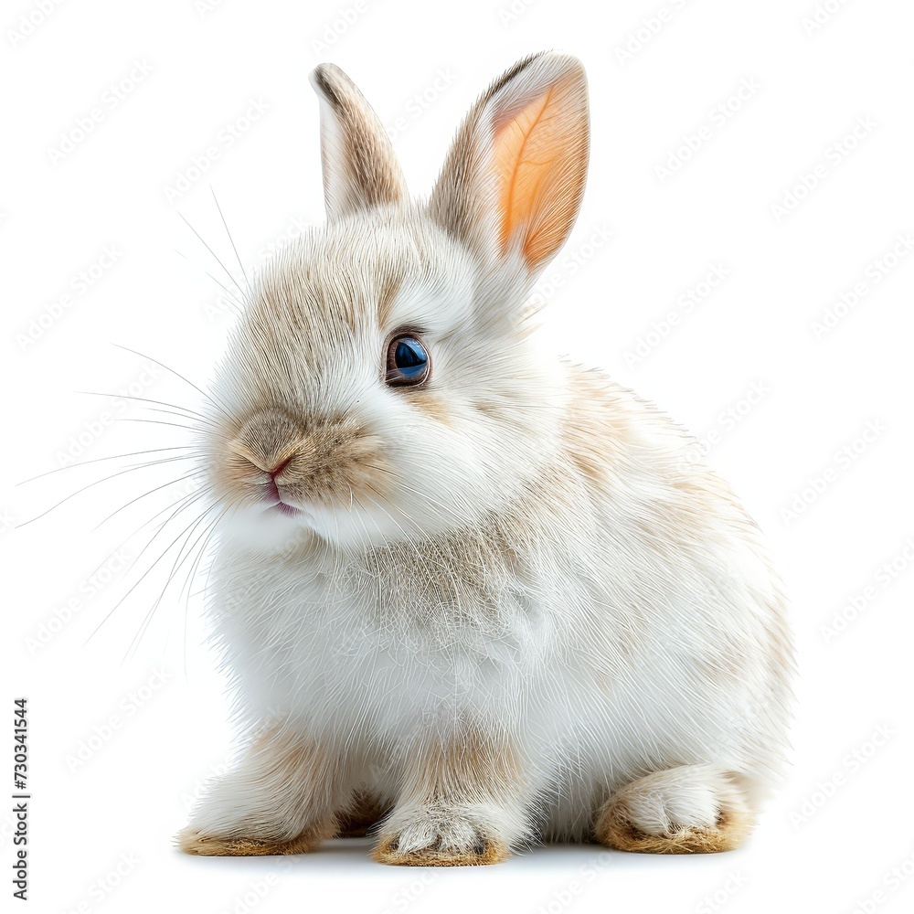Cute little rabbit isolated on white background. Animal portrait. Easter bunny