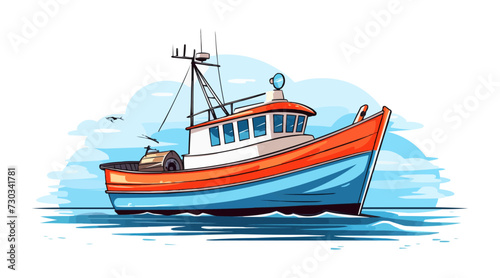 Fishing boat vector illustration isolated