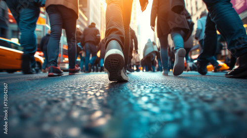 A Group of People Walking Down a Street © sandsun