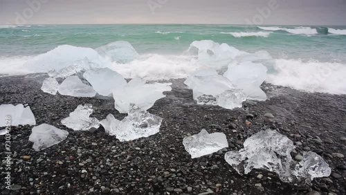 Black sand beach near Jokulsarlon in Iceland.