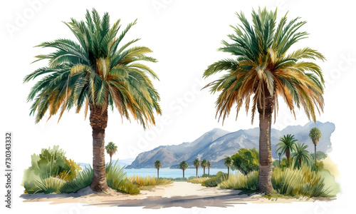 palm trees on white background