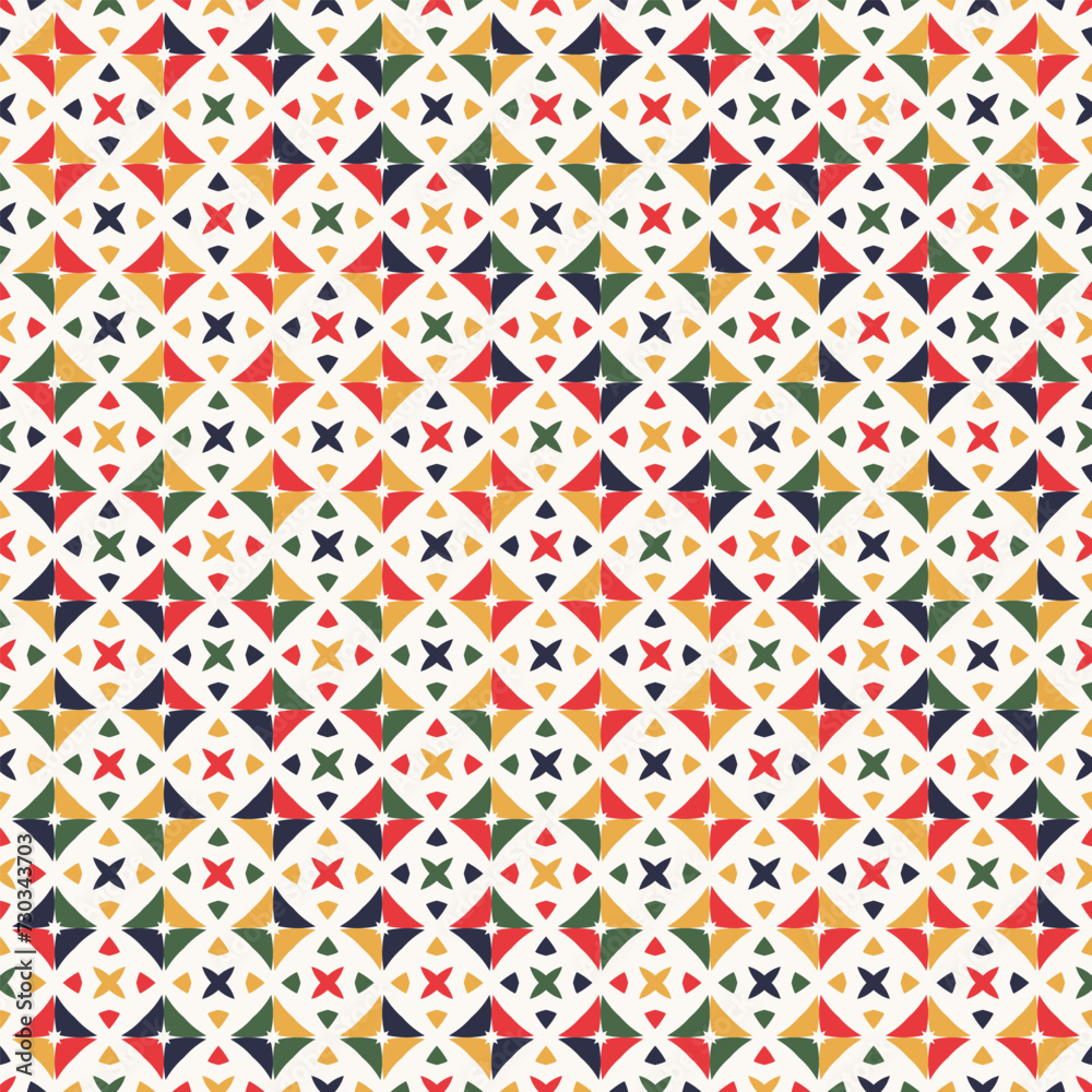 Colorful geometric mosaic seamless pattern with simple abstract shapes. Modern scandinavian style background print. Trendy bright texture, geometry collage for textile, backdrop, tiles, packaging. Colorful geometric mosaic seamless pattern with simple abstract shapes. Modern scandinavian style background print. Trendy bright texture, geometry collage for textile, backdrop, tiles, packaging.
