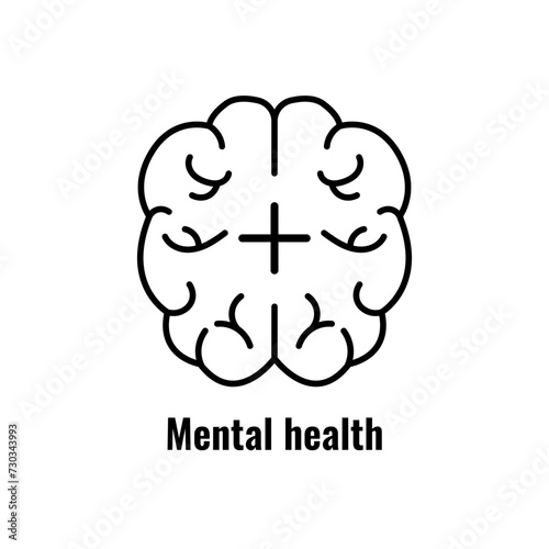 Brain, mind or intelligence line art vector icon for apps and websites