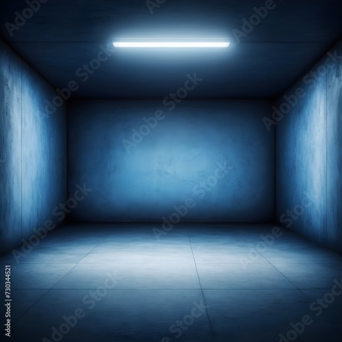 Empty underground background with blue lighting with space for text or product. © Antonio Giordano