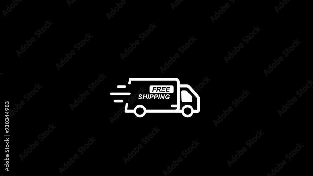 Free Shipping delivery truck icon, Free shipping service icon animation. Free Shipping delivery truck icon, Free shipping service icon animation.