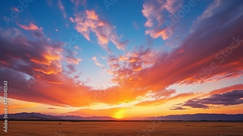 Beautiful evening sky and sun set image