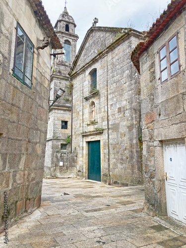 european hallway medieval buildings church in ancient stone
