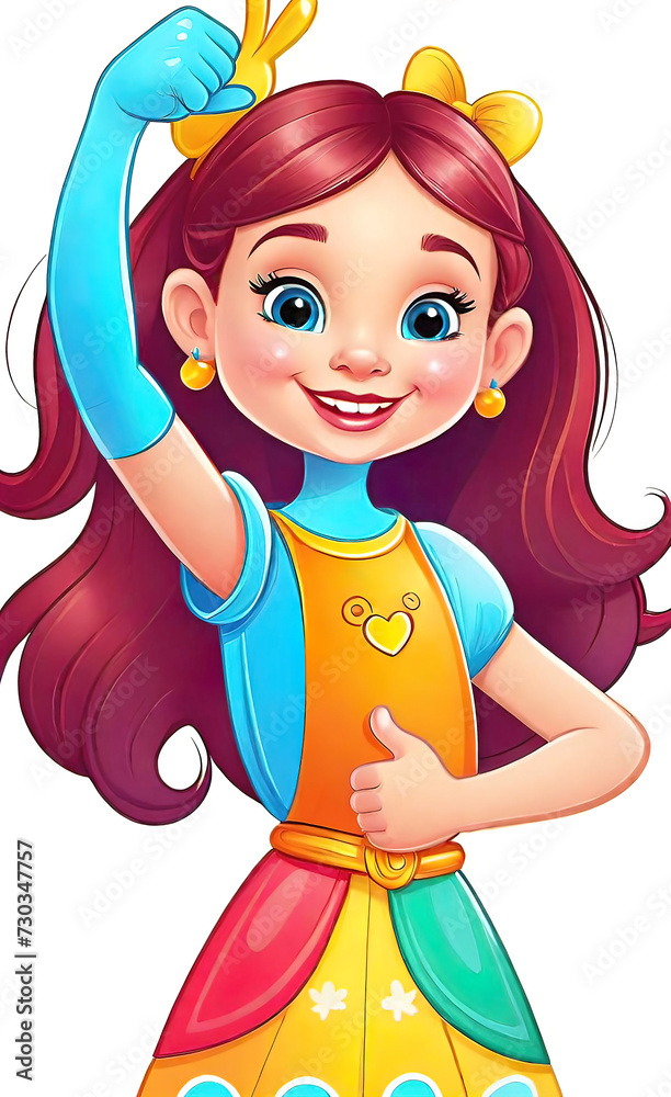 vector illustration, funny cheerful flat logo of girl holding thumbs up (like), isolated on white background, color children's drawing for illustration, sticker, background for smartphone, vector illustration, funny cheerful flat logo of girl holding thumbs up (like), isolated on white background, color children's drawing for illustration, sticker, background for smartphone,