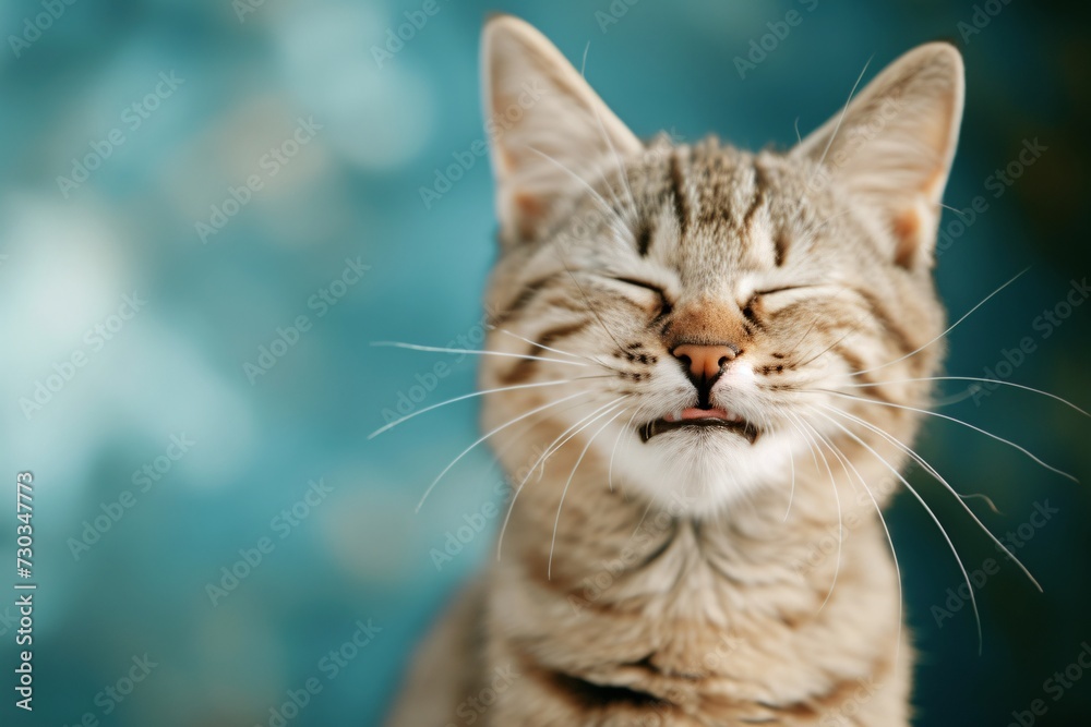 Spectacularly happy cat, fur colored brightly. Pretty background, spectacularly cuzy and cute. Spectacularly happy cat, fur colored brightly. Pretty background, spectacularly cuzy and cute.