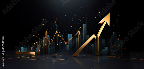 Share market 3d graph with the arrow of success financial business on the stock market 