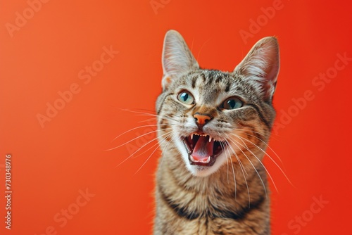 Adorable cat, fur colored beautifully, laughing. Pretty backdrop, spectacularly adorable and cute.