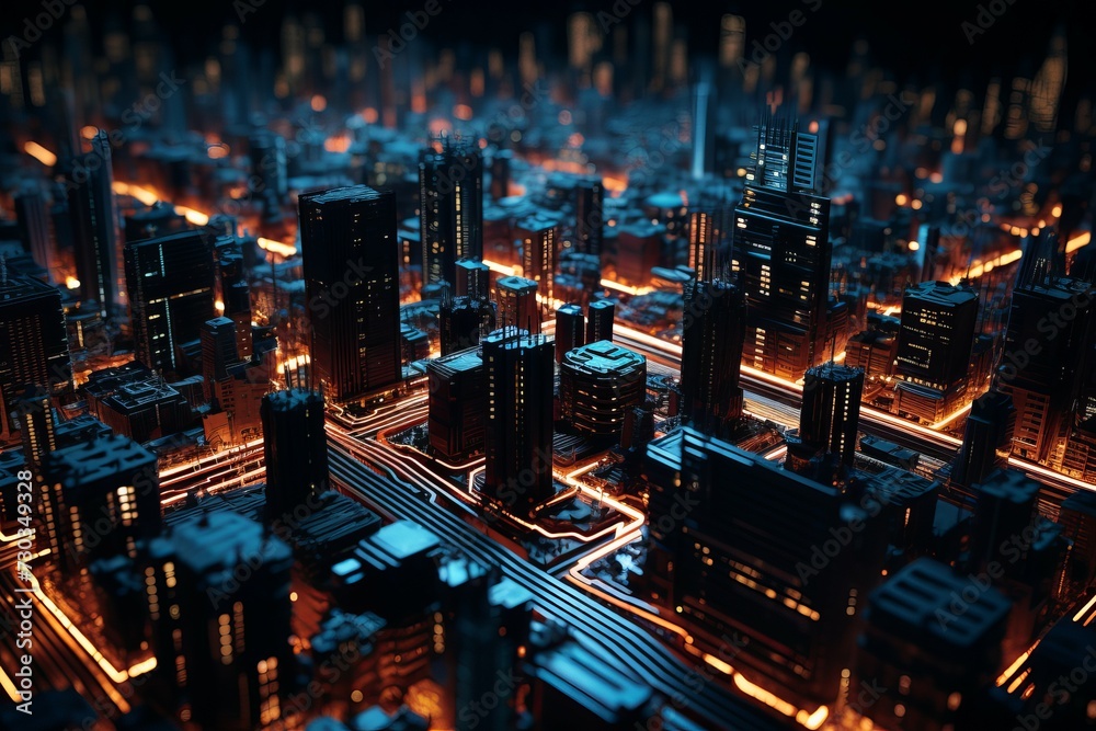 Microchip city town. Future network. Generate Ai Microchip city town. Future network. Generate Ai