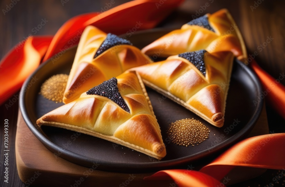 Purim, traditional Jewish dish, Purim pastries, national Jewish cuisine, homemade triangular