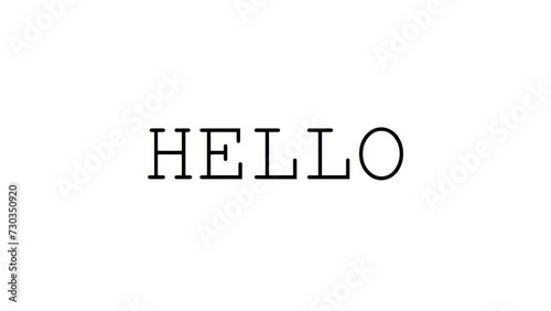 Word 'Hello' Writing Animation on White Background, 4K Resolution
