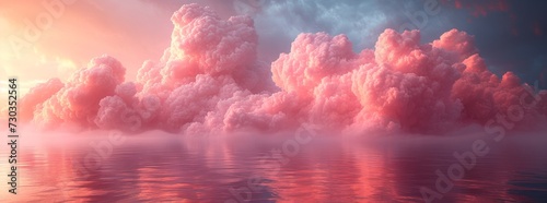 pink cloud backdrop over the lake