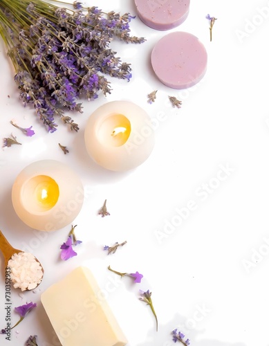 spa still life, candles and lavender