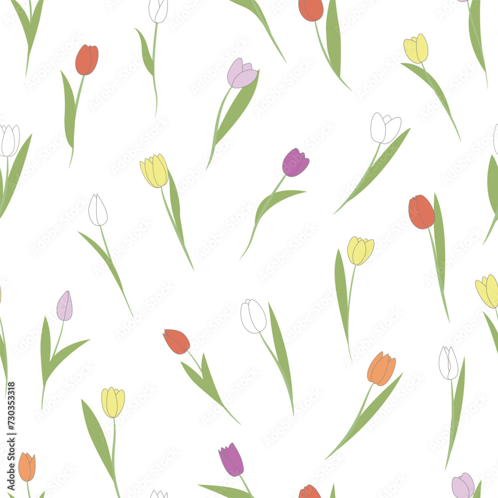 Obraz premium Tulips pattern in flat style