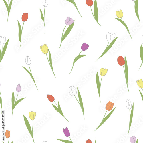 Tulips pattern in flat style