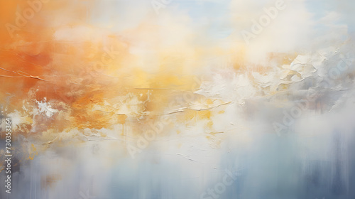 autumn forest in fog,, Soft blue yellow abstract background 