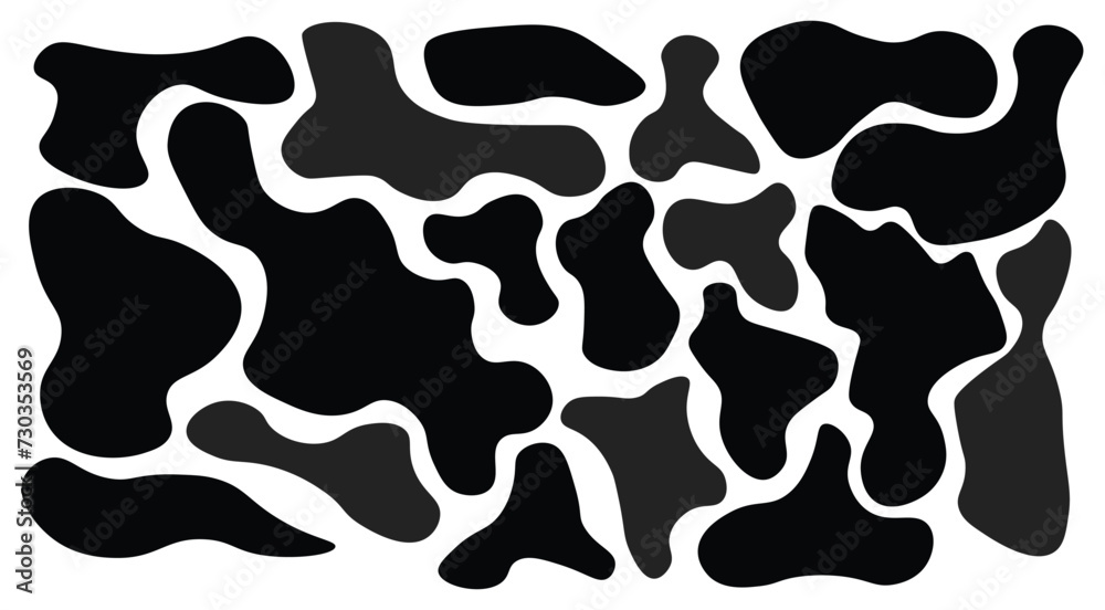 Fluid blob organic shapes vector abstract design. Abstract forms for paint liquid silhouette drop in modern style, Shapes of cube, pebble, inkblot, amoeba, drops and stone silhouettes.1233
