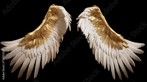 A pair of white wings isolated on black background