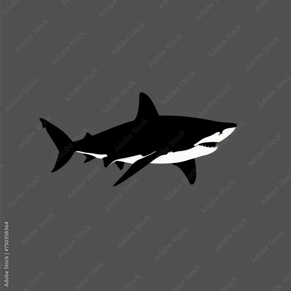 Fototapeta premium Shark silhouette, flat logo, no color
