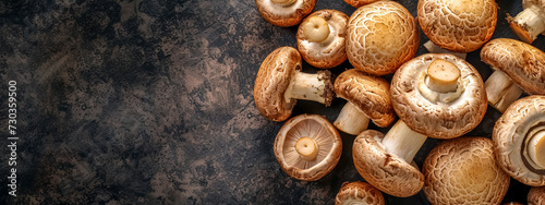 A pile of mushrooms, a natural food, on a wooden table - a perfect ingredient for delicious cuisine.