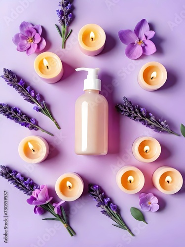 spa still life  candles and lavender