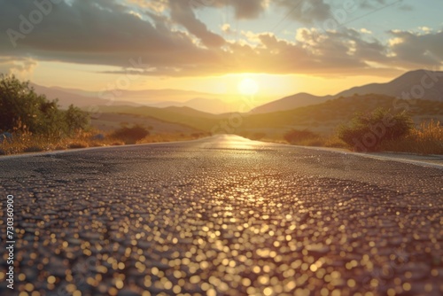 Empty asphalt road and natural landscape.