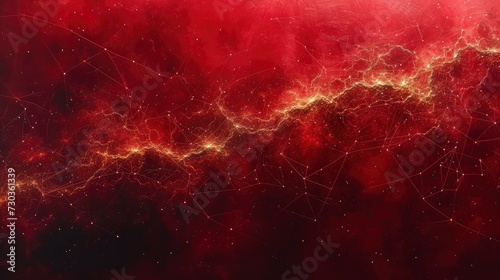 Abstract Connected Dots On Bright Red, Background HD, Illustrations