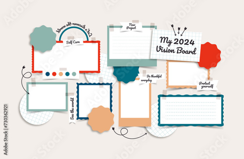 Vector photo collage template moodboard pictures grids vector illustration, vision board	