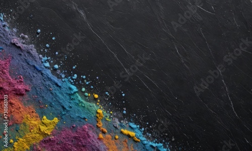 Black Canvas Magic: Captivating Micro Texture Detail of Colorful Powder