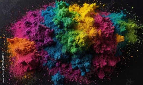 Chromatic Elegance: Mesmeric Macro View of Beautiful Abstract Powder on a black background 