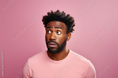 Portrait of a confused puzzled minded African American man.