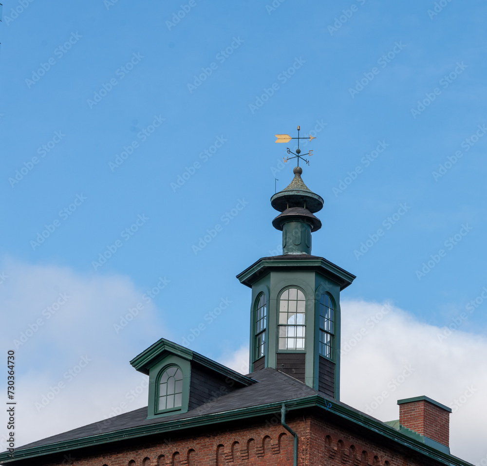 direction sign on top of building