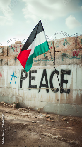 Palestinian flag with the word 