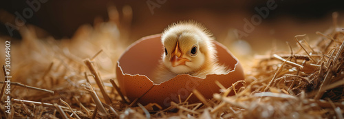 Baby chicks are hatching from eggs.