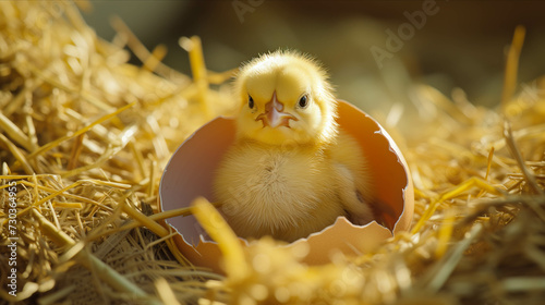 Baby chicks are hatching from eggs.