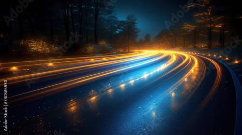 Abstract Green Light Trails Dark Motion, Background HD, Illustrations