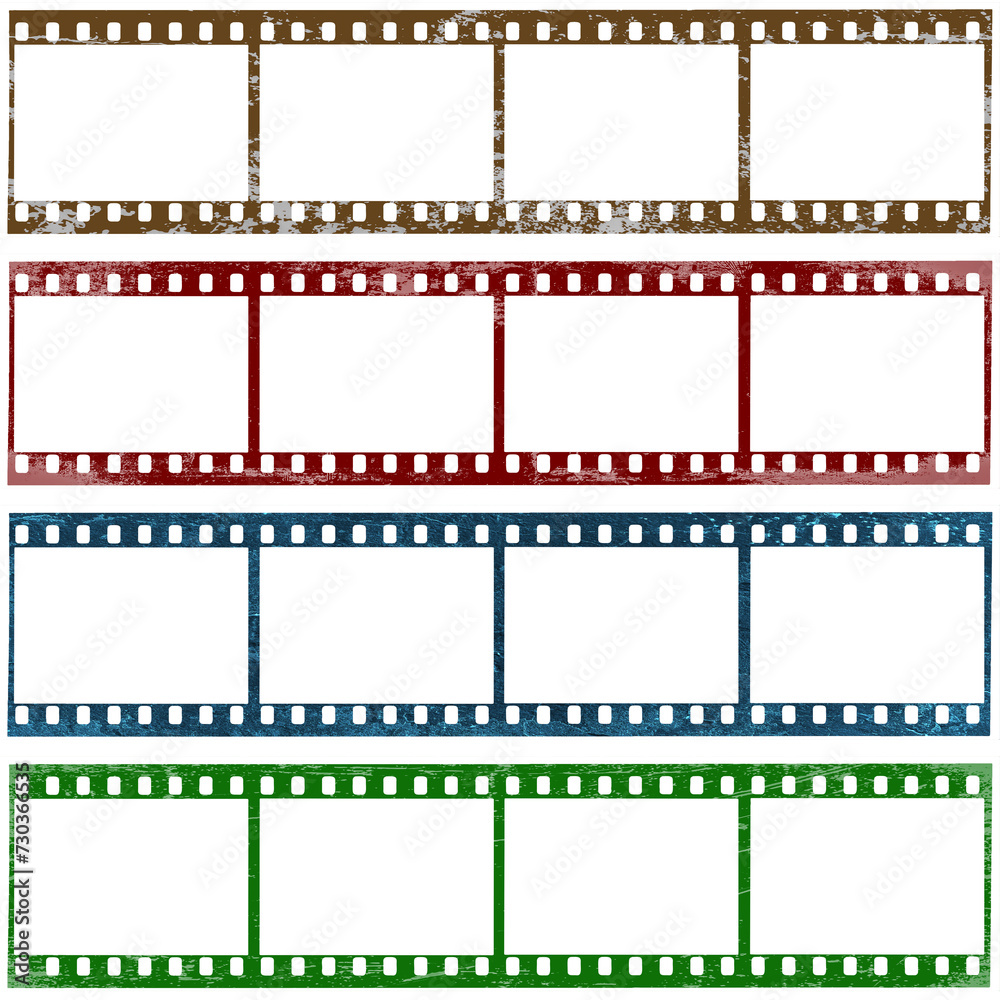Four pictures film strip texture with blank space, png isolated background. Old grunge movie film long strip, vintage filmstrip roll frame Four pictures film strip texture with blank space, png isolated background. Old grunge movie film long strip, vintage filmstrip roll frame