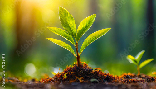 green plant growing in the ground