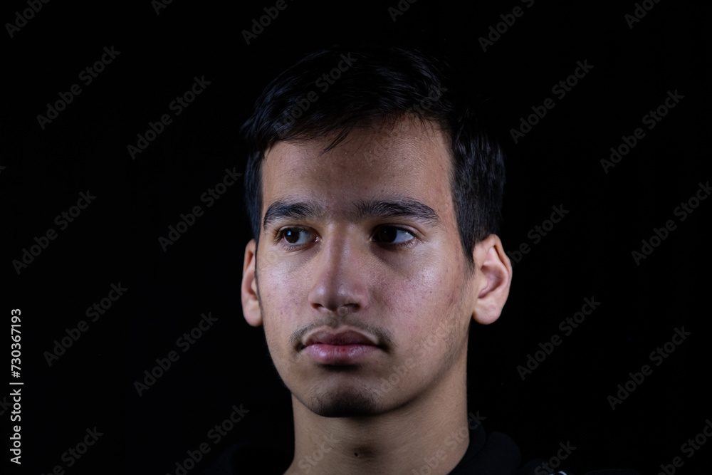 Portrait for teenager in dark and light studio Portrait for teenager in dark and light studio